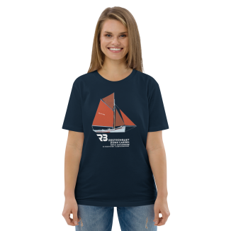 Dowr Carrek Rock Anchorage Red Cornish Crabber boat Unisex organic cotton t-shirt